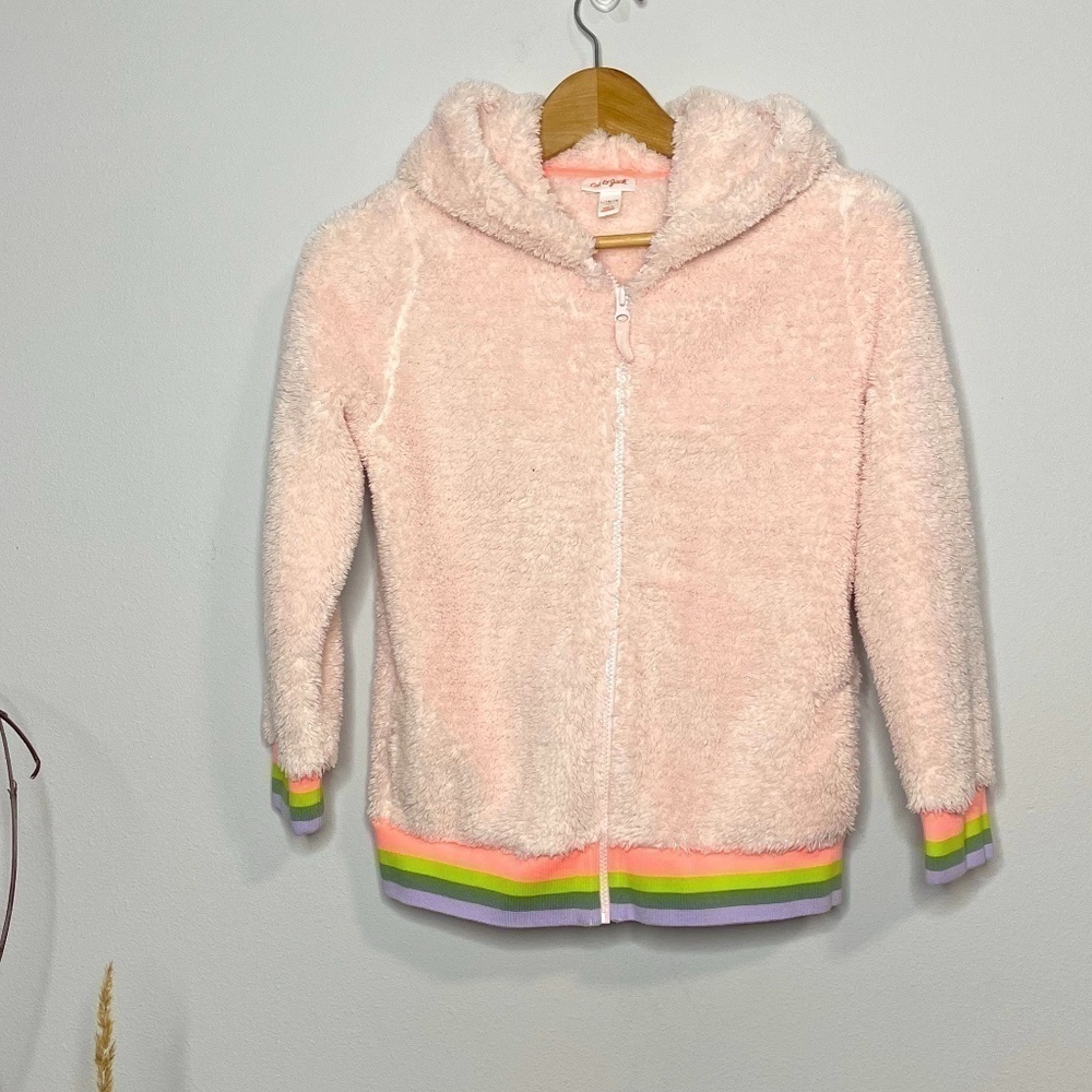 Cat & Jack Glitter Pink Faux Fur Bomber Jacket